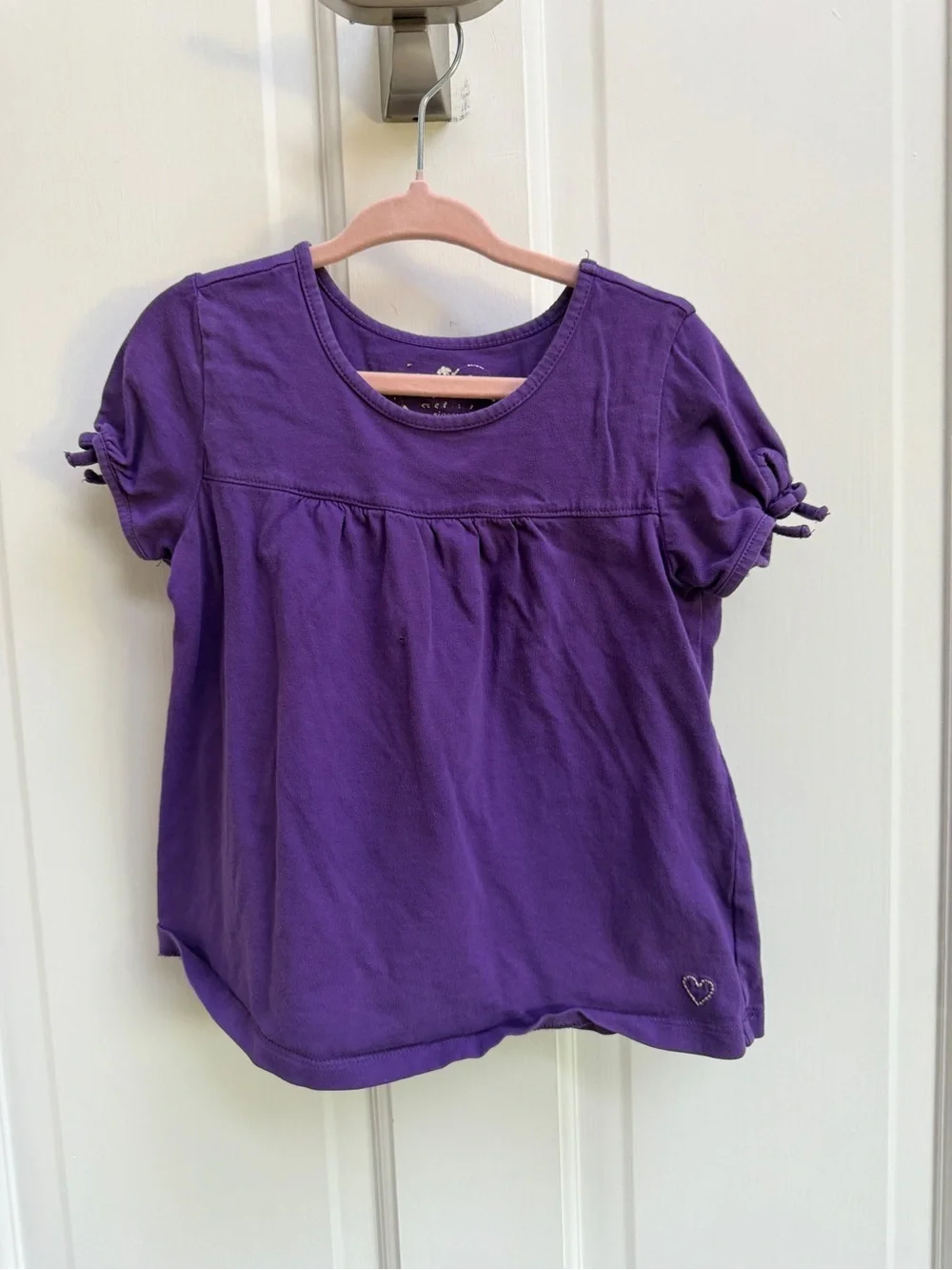 The Children's Place Girls 4 Purple Short Sleeve Ruffle Top Blouse Shirt